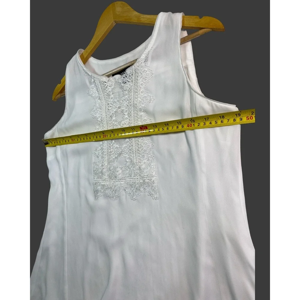 White House Black Market White Lace Sleeveless Blouse Top Medium Boho Chic - Picture 9 of 9